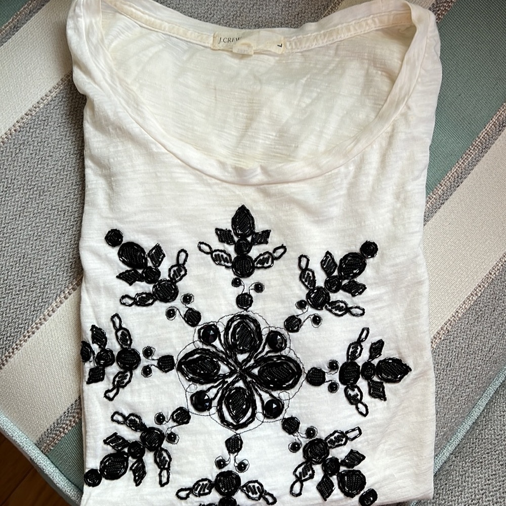 Jcrew black bead embellish vintage graphic tee - Picture 3 of 8